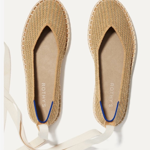 Rothy's Gold Stripe Espadrille with Optional Ankle Ribbon - Picture 3 of 10